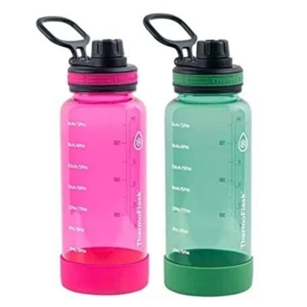 Thermoflask 2-pack Premium Motivational 32oz Water Bottle w/ Straw + Lid NIP
